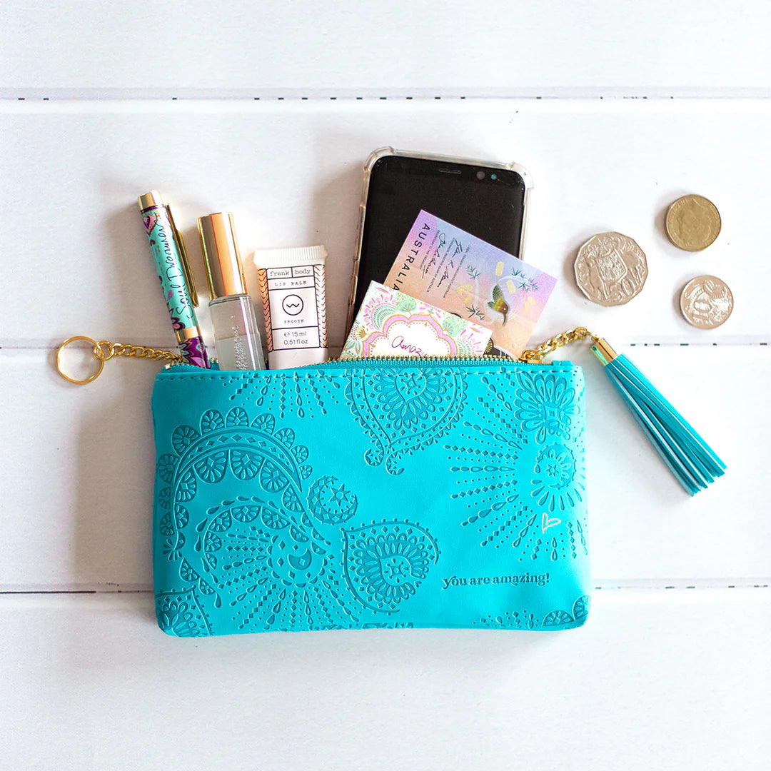 Faux Leather  Coin Purse - Azure Blue
