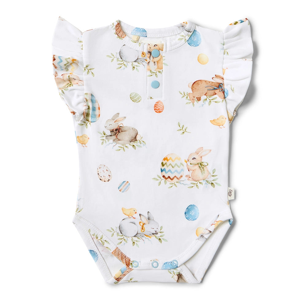Flopsy Bunnies Short Sleeve Organic Bodysuit with Frill