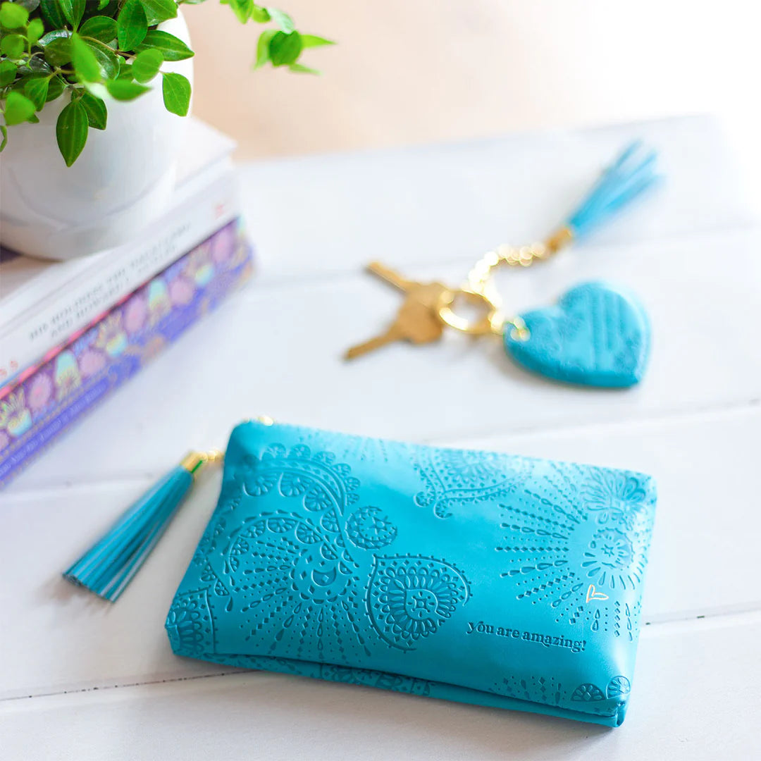 Faux Leather  Coin Purse - Azure Blue