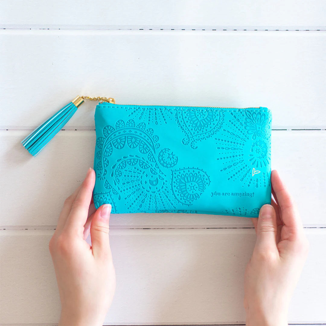 Faux Leather  Coin Purse - Azure Blue