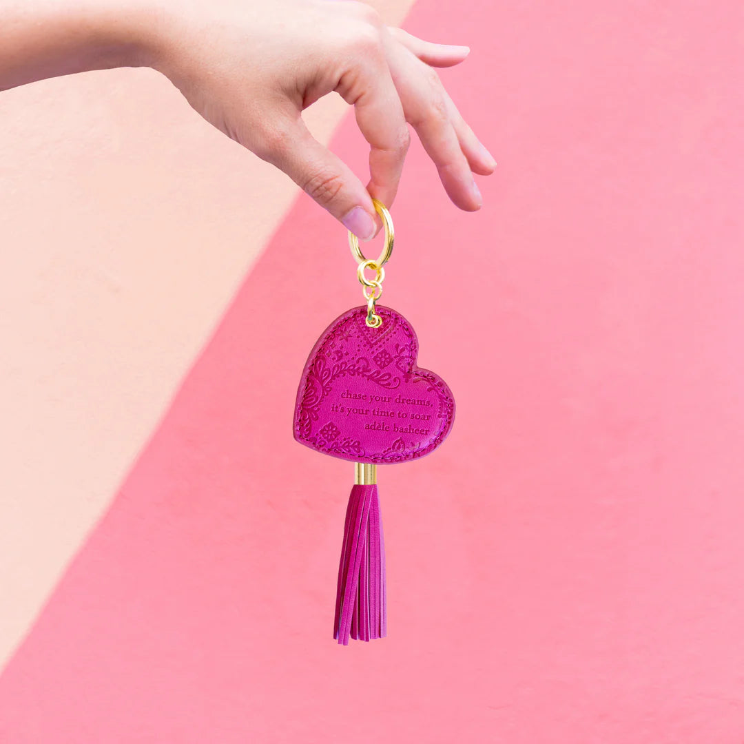 Faux Leather Key Chain - Positively Pink