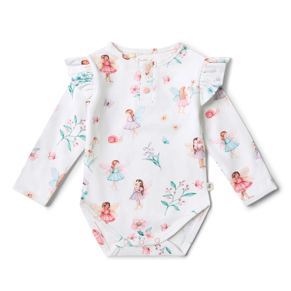 Fairy Garden Long Sleeve Organic Bodysuit with Frill