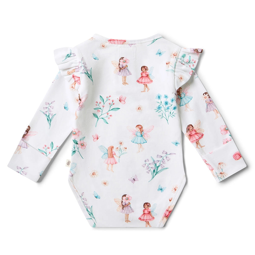 Fairy Garden Long Sleeve Organic Bodysuit with Frill
