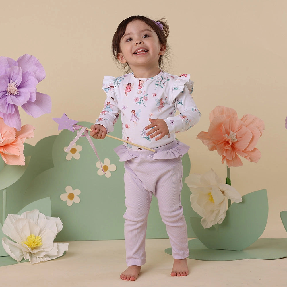 Lavender Organic Pants with Frill