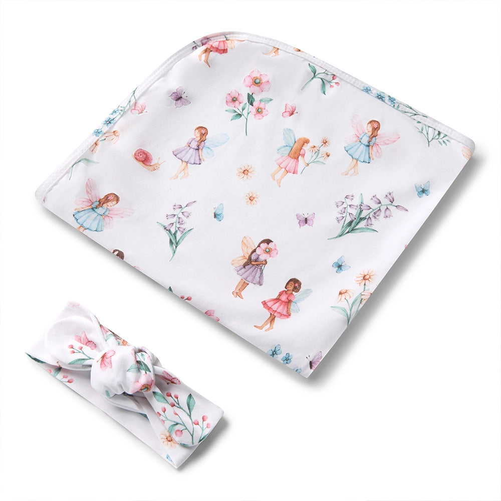 Fairy Garden Organic Jersey Wrap & Topknot Set