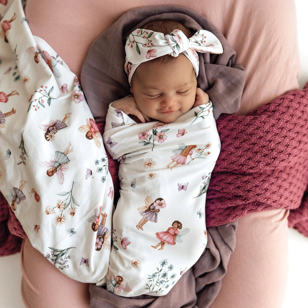 Fairy Garden Organic Jersey Wrap & Topknot Set