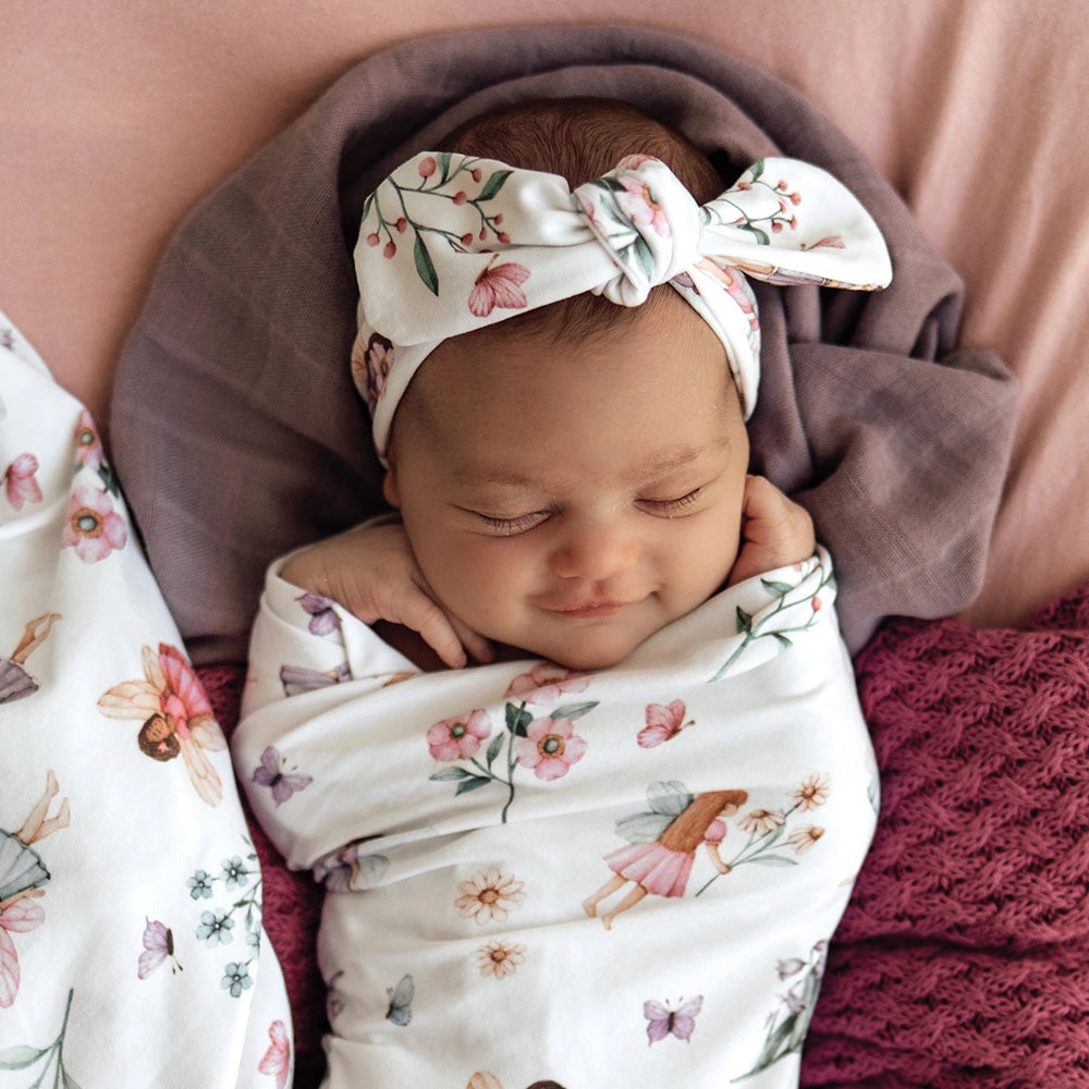 Fairy Garden Organic Jersey Wrap & Topknot Set