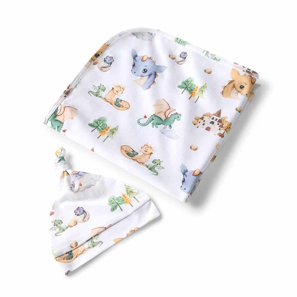 Dragon Organic Jersey Wrap & Beanie Set