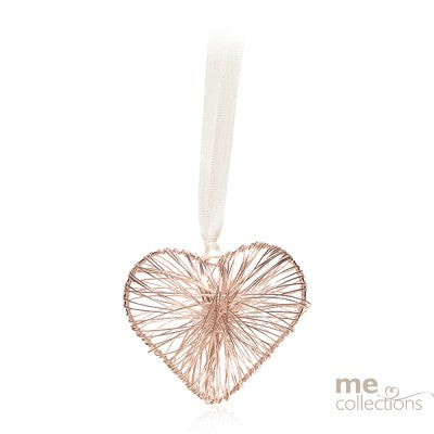 Wedding Charm - Rose Gold Heart Intricate Wire