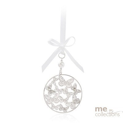 Wedding Charm - Butterflies in Silver Circle