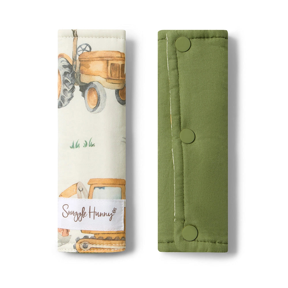 Diggers & Tractors Reversible Universal Pram Strap Covers