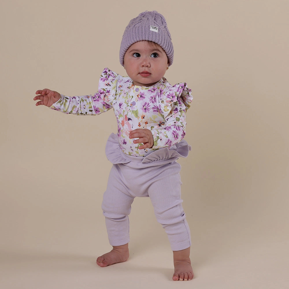 Lavender Organic Pants with Frill