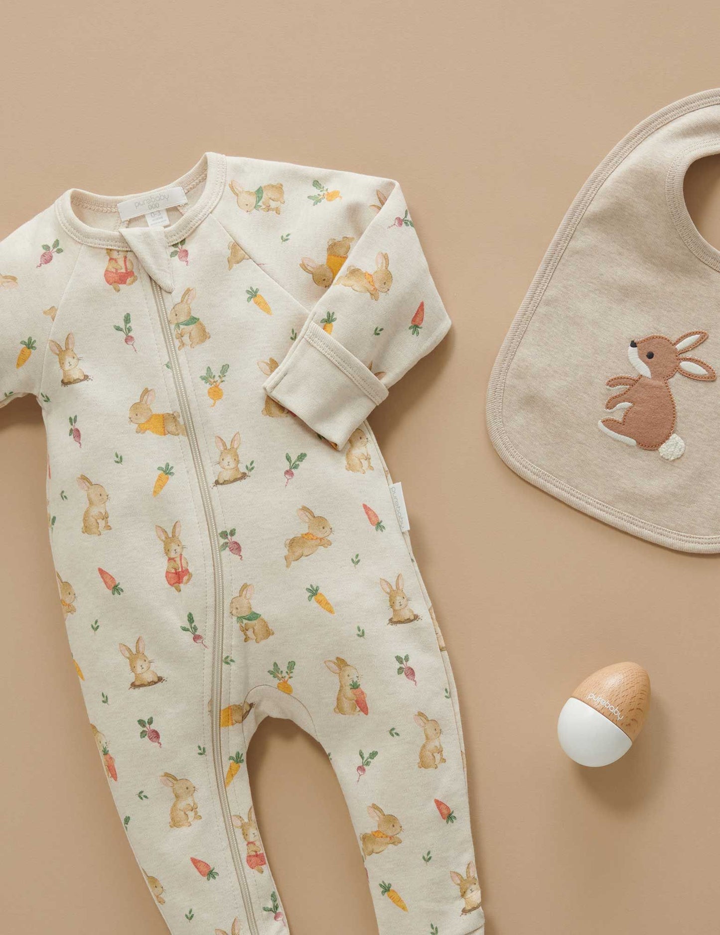 Bunny Printed Thick Zip Growsuit