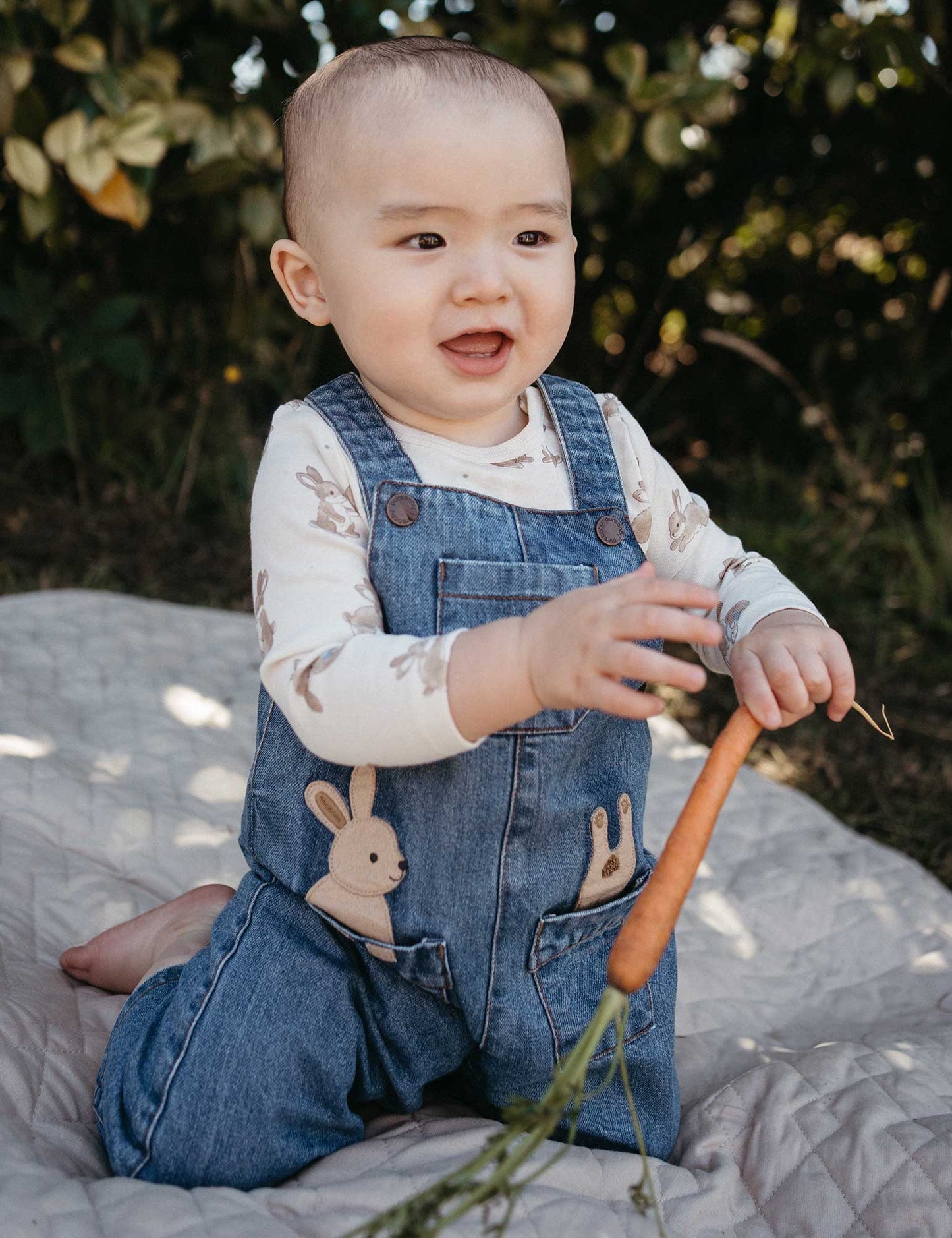 Bunny Denim Overall Set
