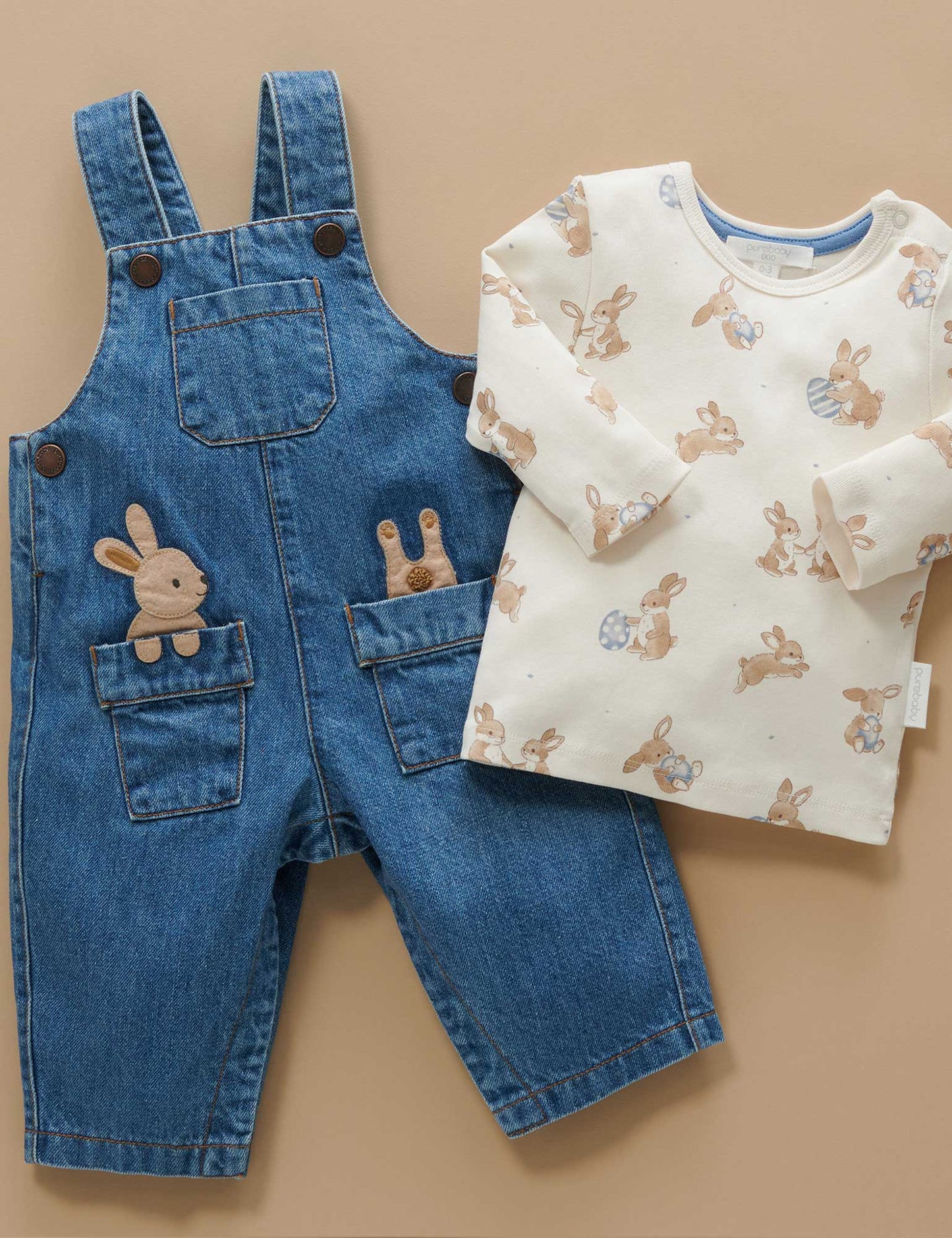 Bunny Denim Overall Set