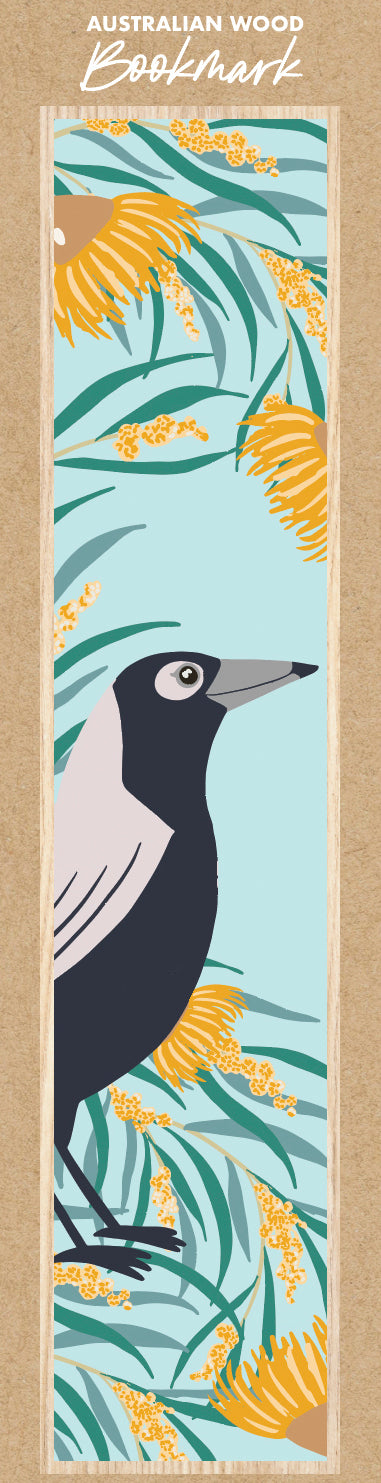 Wooden Bookmark - Magpie