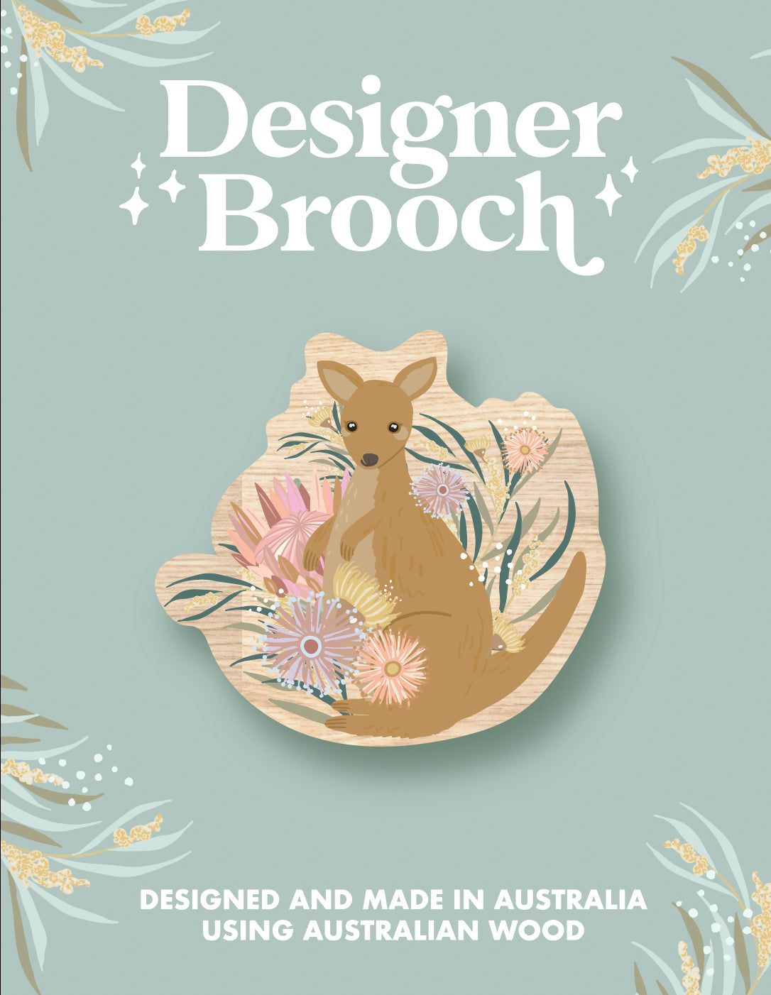 Wooden Brooch - Kangaroo