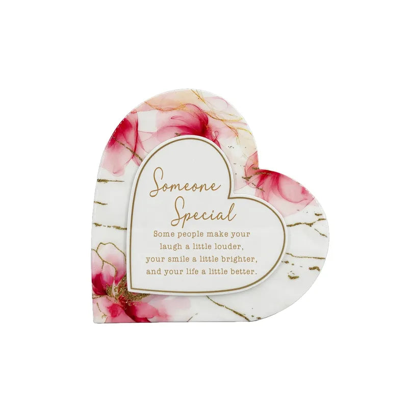 Floral Harmony Epoxy Heart Plaque - Someone Special