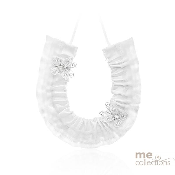 Wedding Charm - Satin Horseshoe with Butterflies (White)
