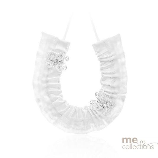 Wedding Charm - Satin Horseshoe with Butterflies (White)