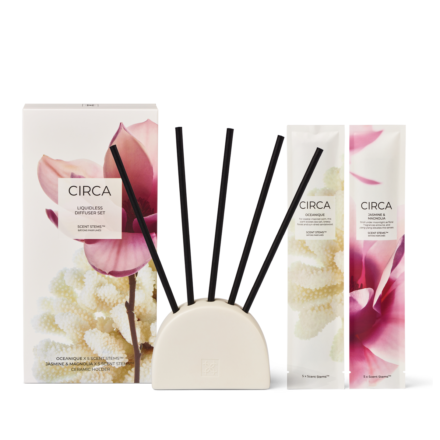 CIRCA Liquidless  Diffuser Scent Stems Set - Oceanique and Jasmine & Magnolia