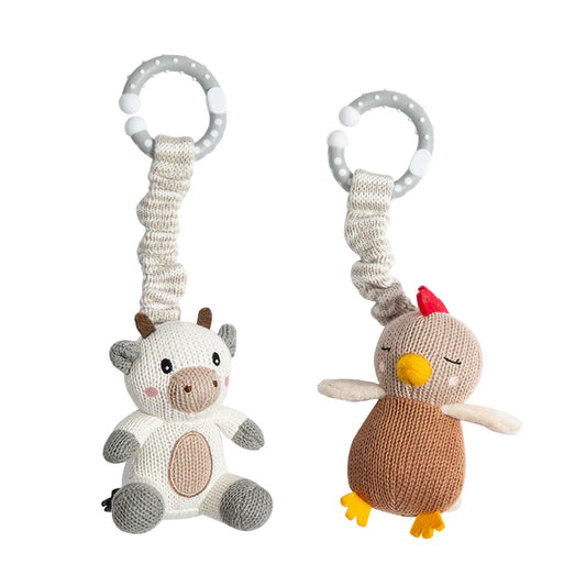 Stroller Toys 2PK - Cow & Chicken