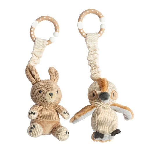 Stroller Toys 2PK - Kangaroo & Kookaburra