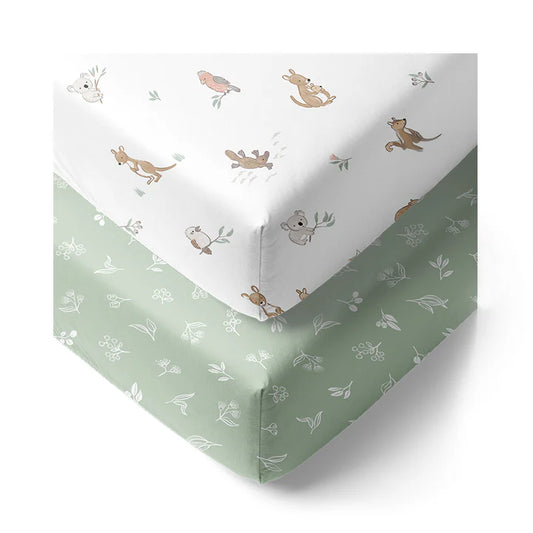 Australiana - Organic Cot Fitted Sheet 2pk