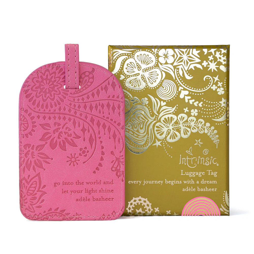 Faux Leather Luggage Tag - Rose Quartz
