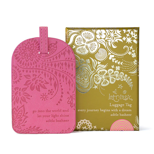 Faux Leather Luggage Tag - Rose Quartz