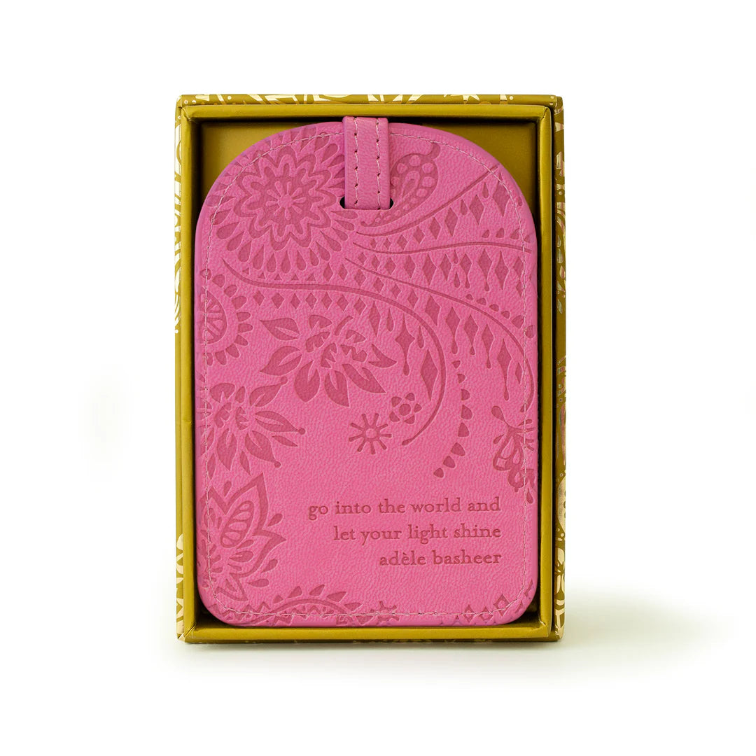 Faux Leather Luggage Tag - Rose Quartz