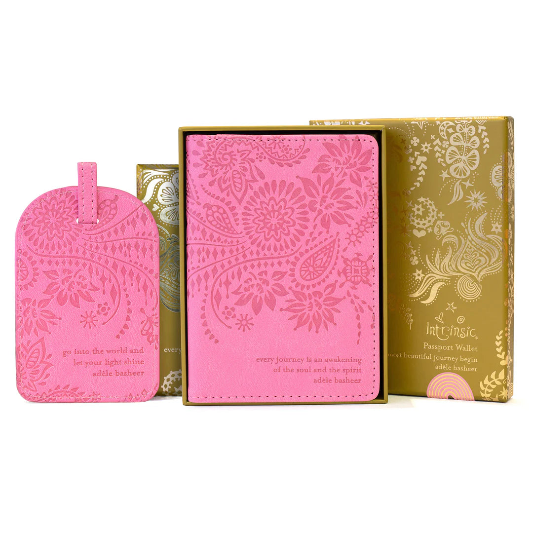Faux Leather Passport Wallet - Rose Quartz