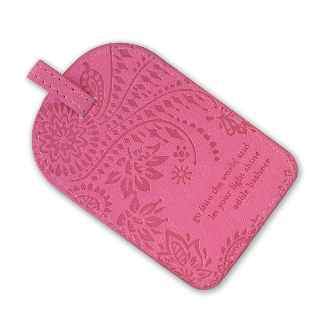 Faux Leather Luggage Tag - Rose Quartz
