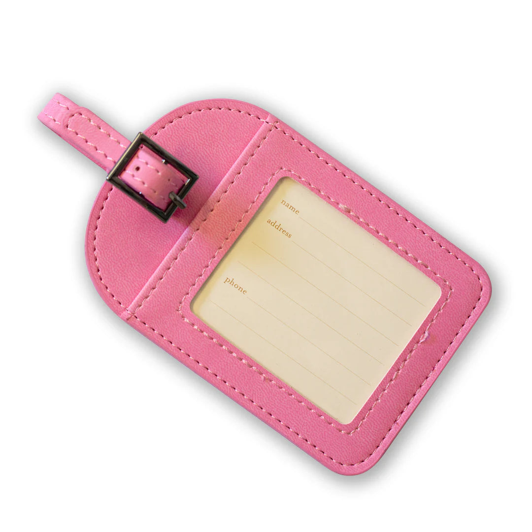 Faux Leather Luggage Tag - Rose Quartz