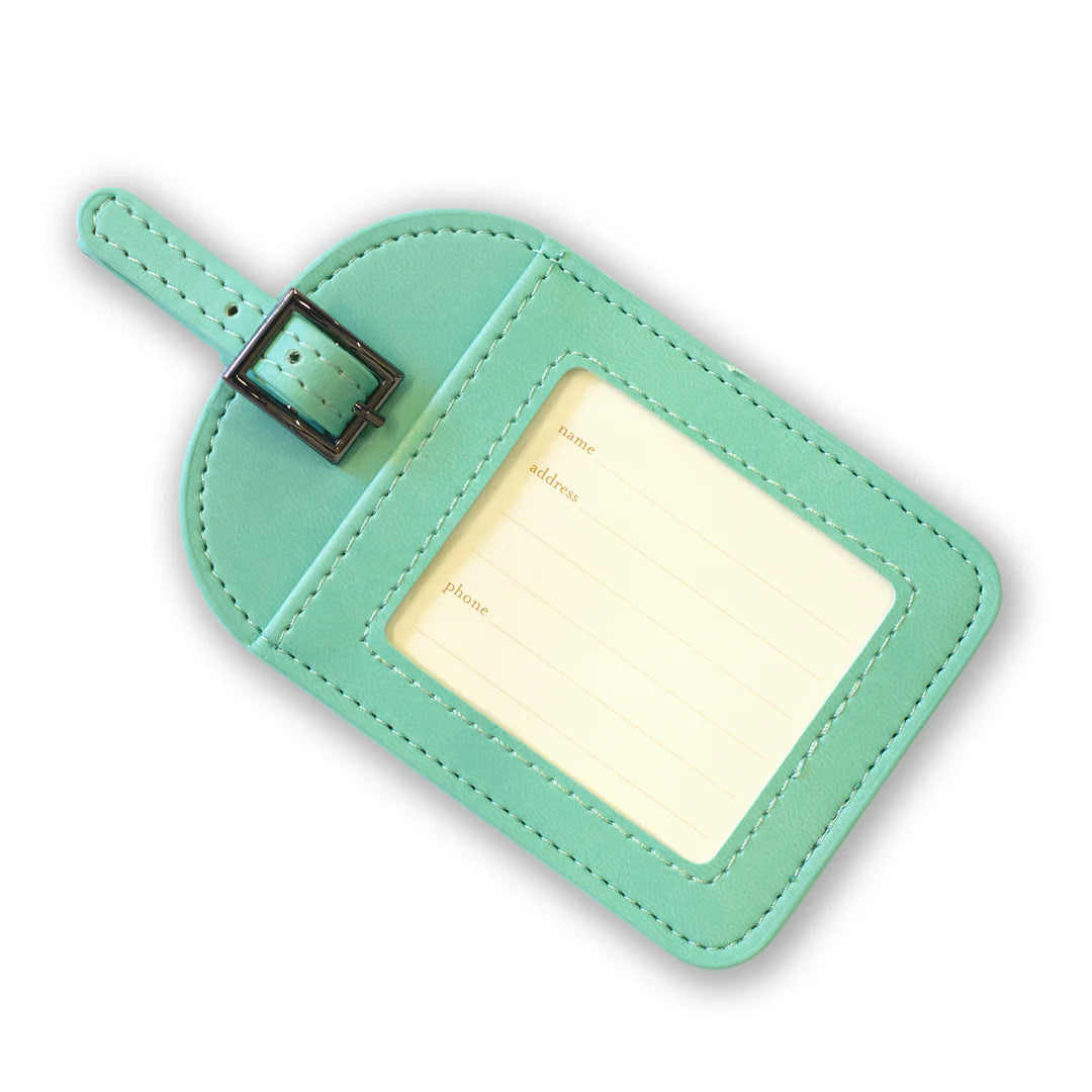 Faux Leather Luggage Tag - Tahitian Turquoise