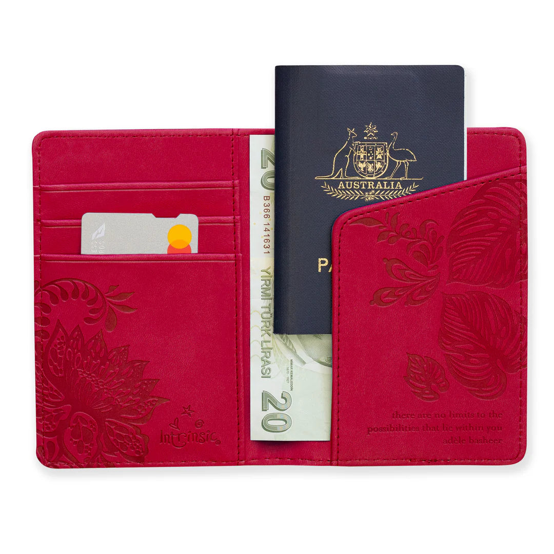 Faux Leather Passport Wallet - Radiant Ruby