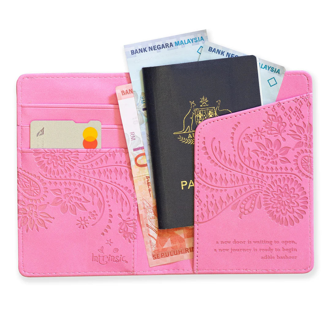 Faux Leather Passport Wallet - Rose Quartz