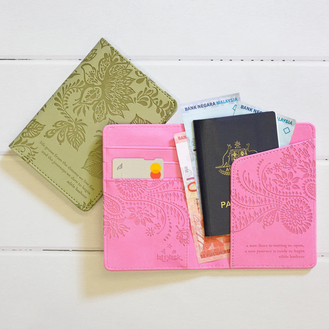 Faux Leather Passport Wallet - Rose Quartz