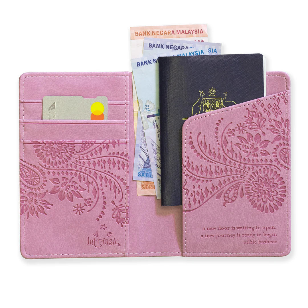 Faux Leather Passport Wallet - Moonlit Mauve
