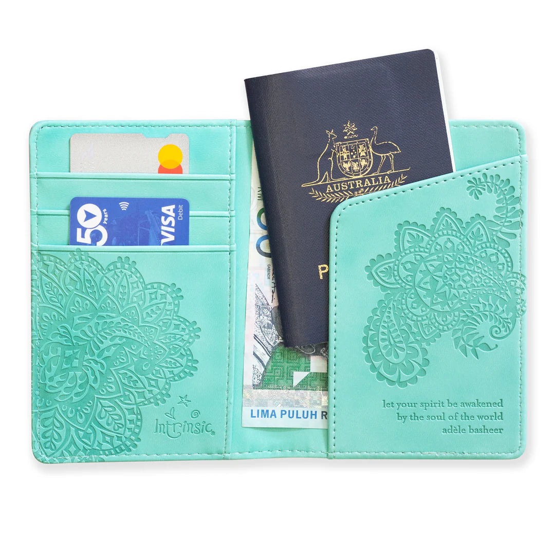 Faux Leather Passport Wallet - Tahitian Turquoise