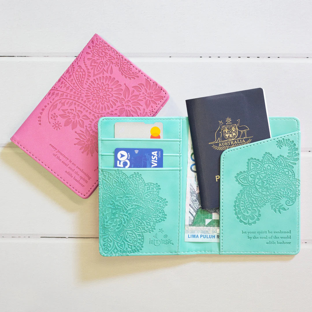 Faux Leather Passport Wallet - Tahitian Turquoise