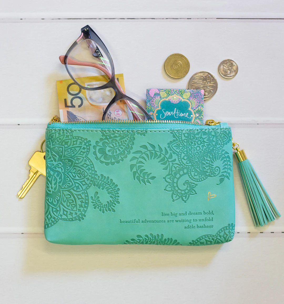 Faux Leather Coin Purse - Tahitian Turquoise