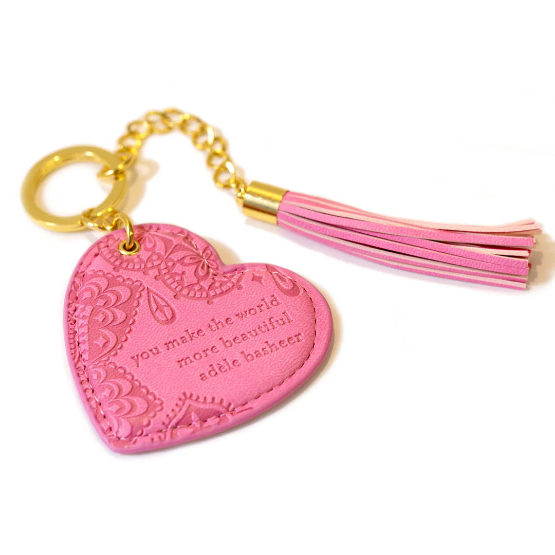 Faux Leather Key Chain - Rose Quartz