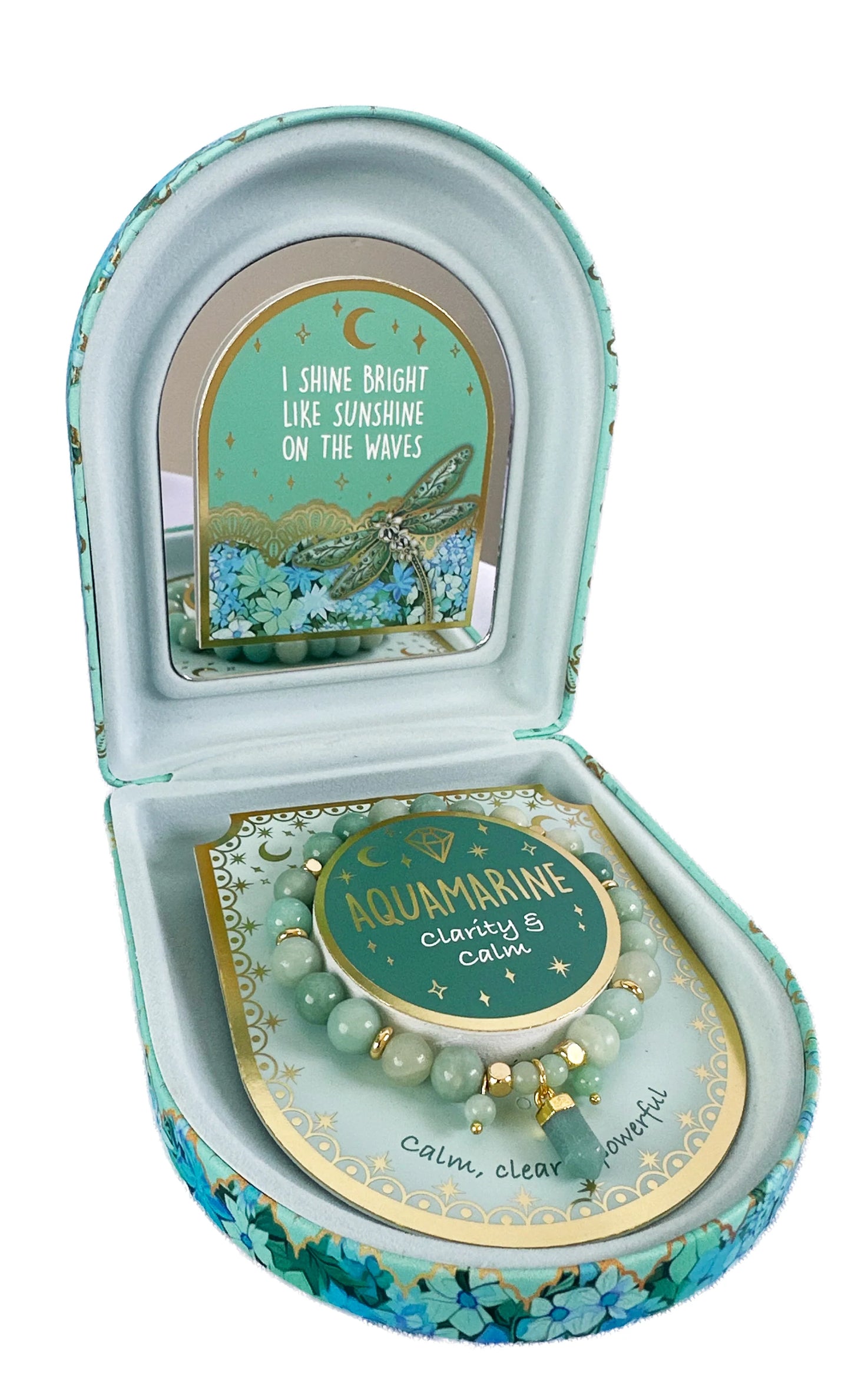 Crystal Point Bracelet with Jewellery Case Gift Set - Aquamarine