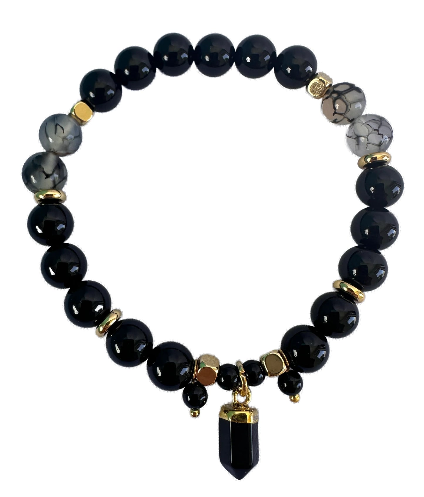 Crystal Point Bracelet with Jewellery Case Gift Set - Black Onyx