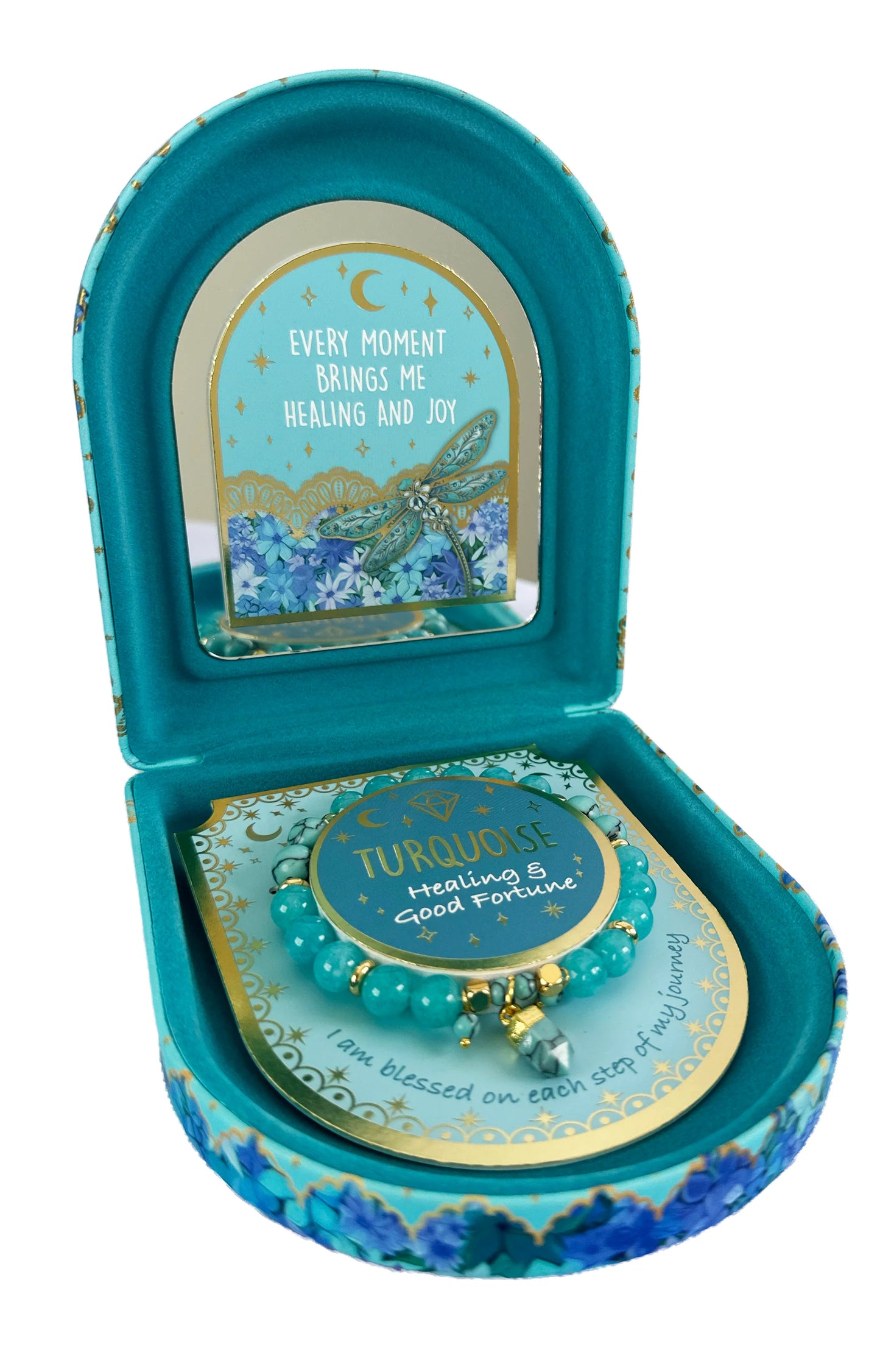 Crystal Point Bracelet with Jewellery Case Gift Set - Turquoise