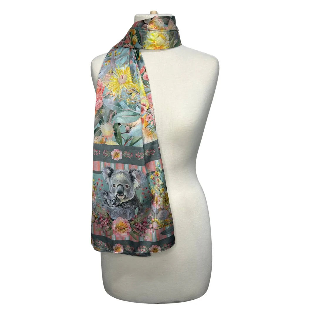 Satin Reversible Artistry Scarf Wrap - Koala Cuddles