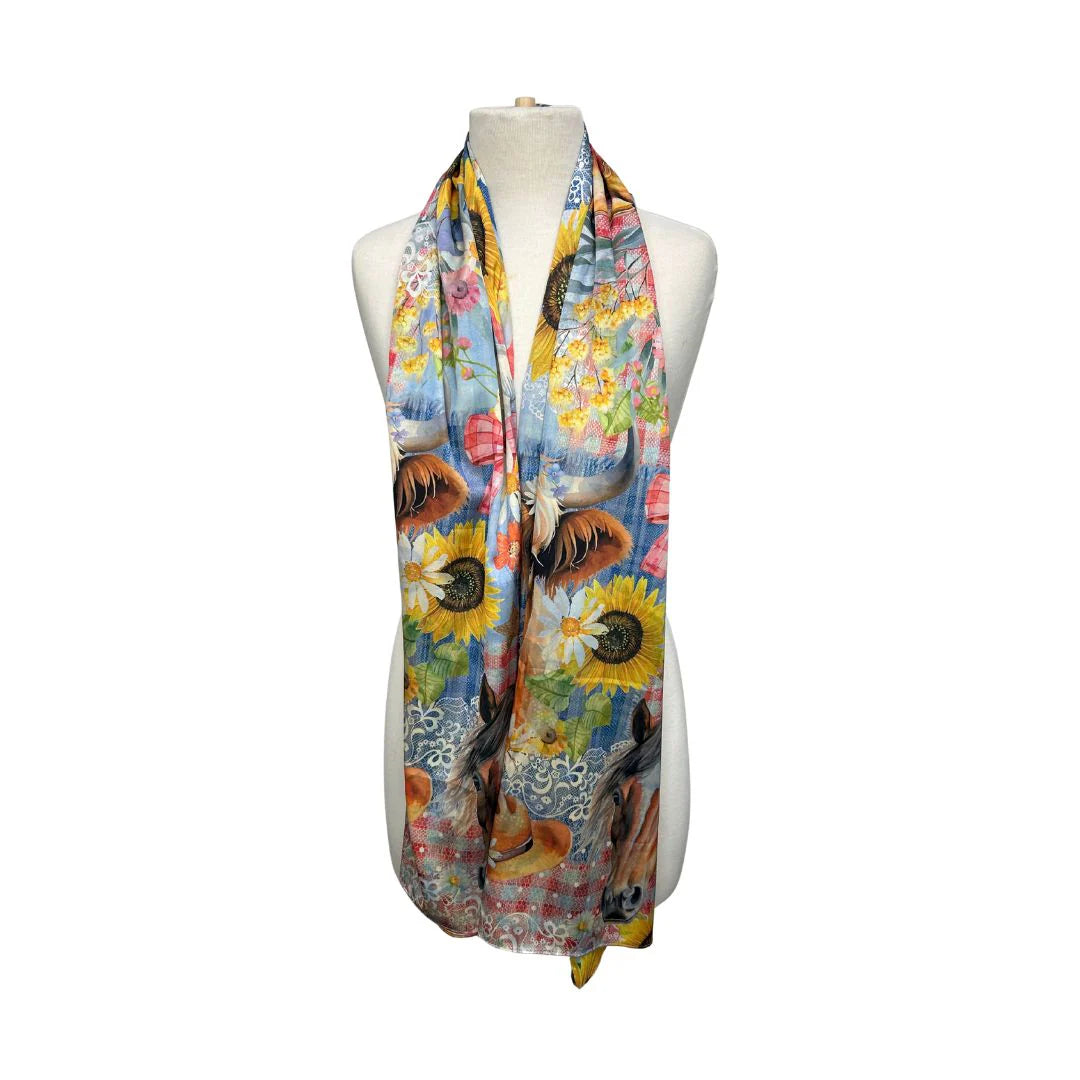 Satin Reversible Artistry Scarf Wrap - Sunny Country