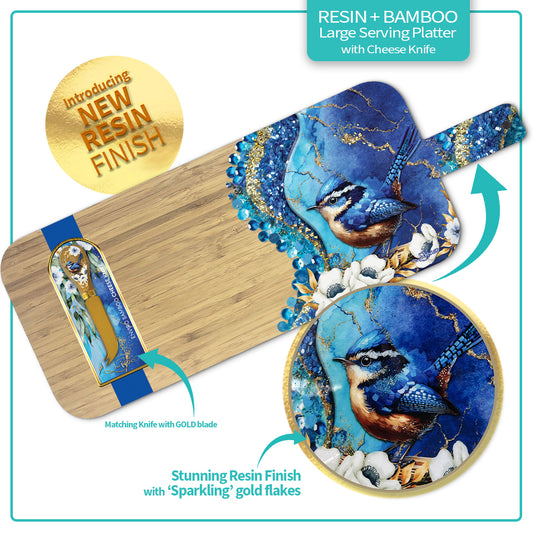Resin Large Bamboo Serving Board with Cheese Knife - Cheeky Wrens