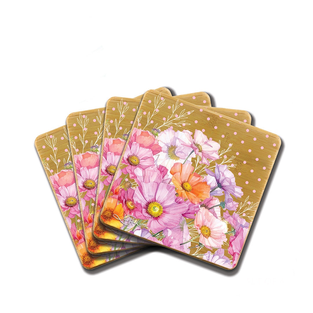 Bamboo Coasters Set of 4 - Wistful Wildflowers